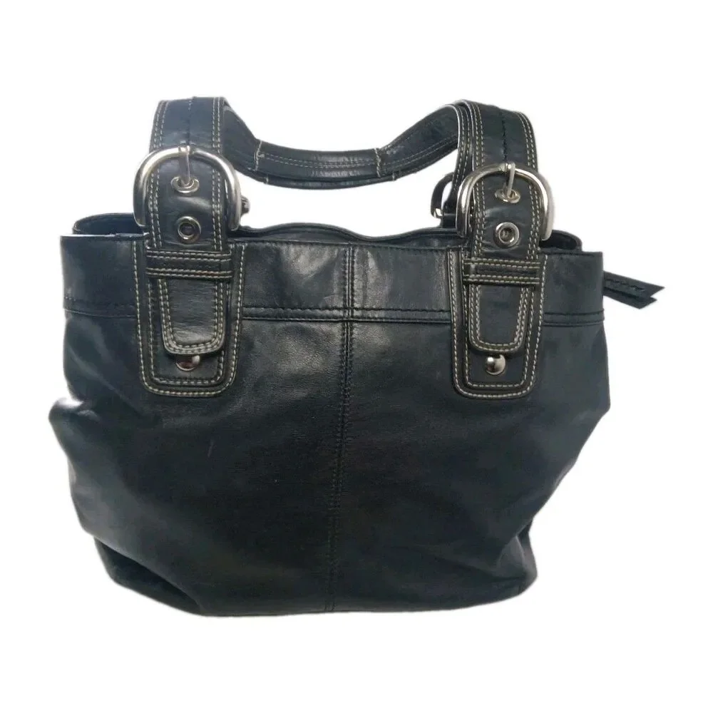 Coach Soho Pleated Black Leather Tote Bag F15045 Vintage Y2K